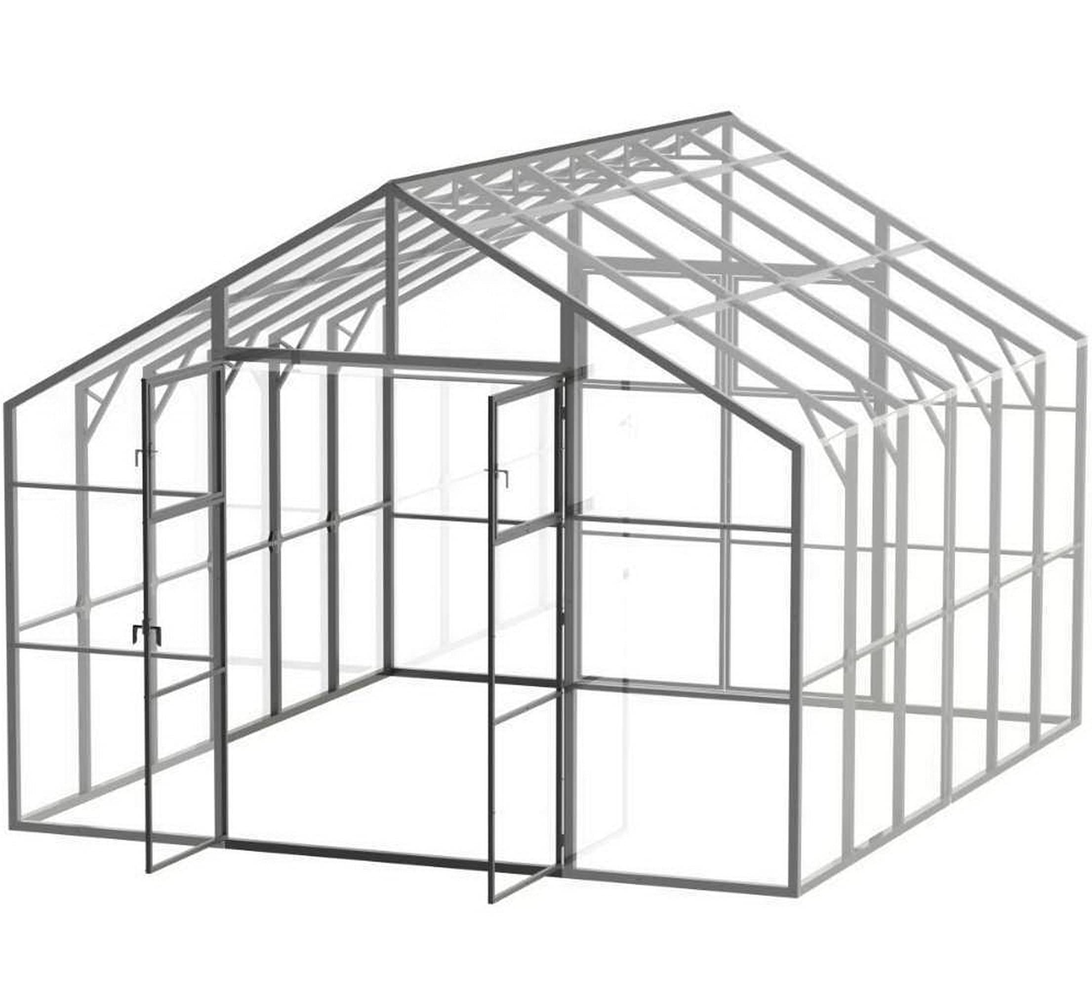 Duża szklarnia Tudor 3,5 m x 6 m – wysokiej jakości stalowa rama, szklarnia ogrodowa z poliwęglanu 4 mm – fundament i opcje automatycznego otwierania okien