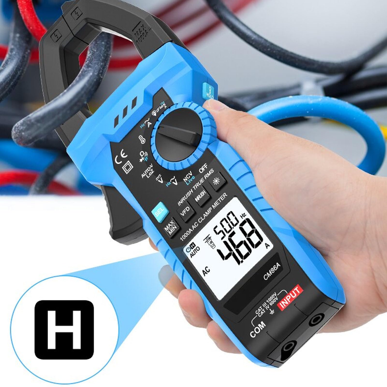 Sorandy Cyfrowy Tester Wzmacniacza Multimetrowego Zacisku z Wyświetlaczem LCD Podświetlenia, Mierzy Napięcie Prądu i Prąd, oporność, pojemność i Temperatura Elektryków