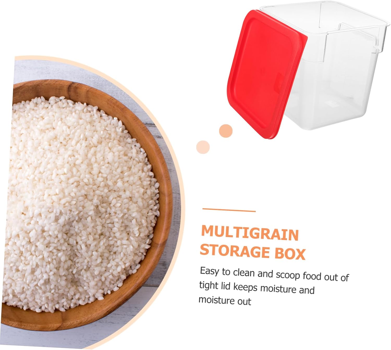 VOSAREA Airtight Food Storage Container Lid Food-Grade Plastic Square Rice Bucket for Kitchen and Household Use for Cereal Flour and Grains Organization