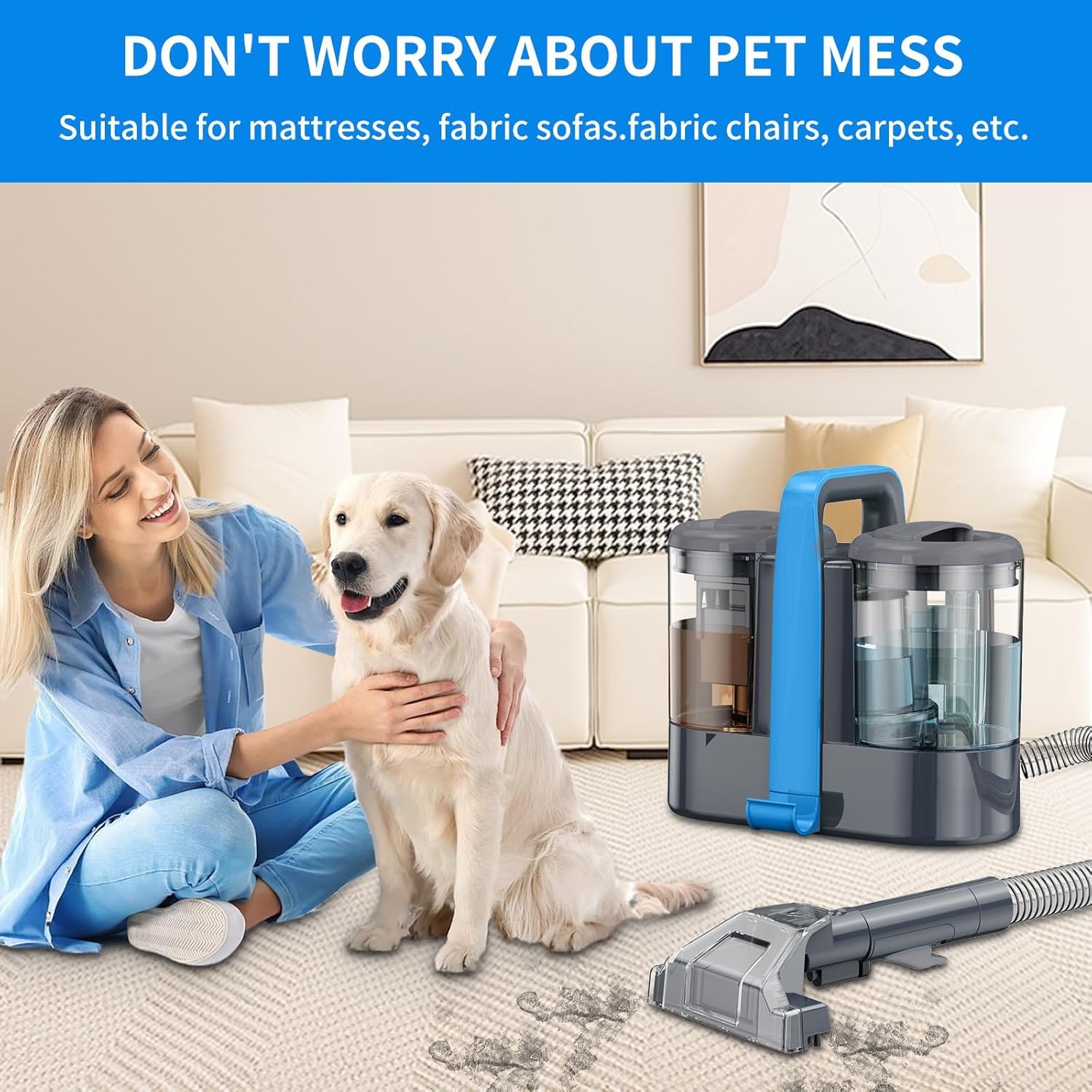 450W/ 12Kpa Lavatappeti Portatile,Lavatappeti,Aspirapolvere per Macchie,Lavatappezzeria,lava divano ad Acqua,lava tappezzeria Per Tappeti, Moquette,Tappezzeria,Scale e Auto