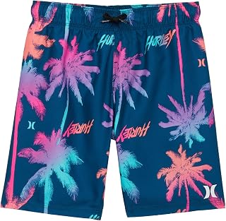 Boy's Palm Print Pull-On Swim Trunks (Little Kids)