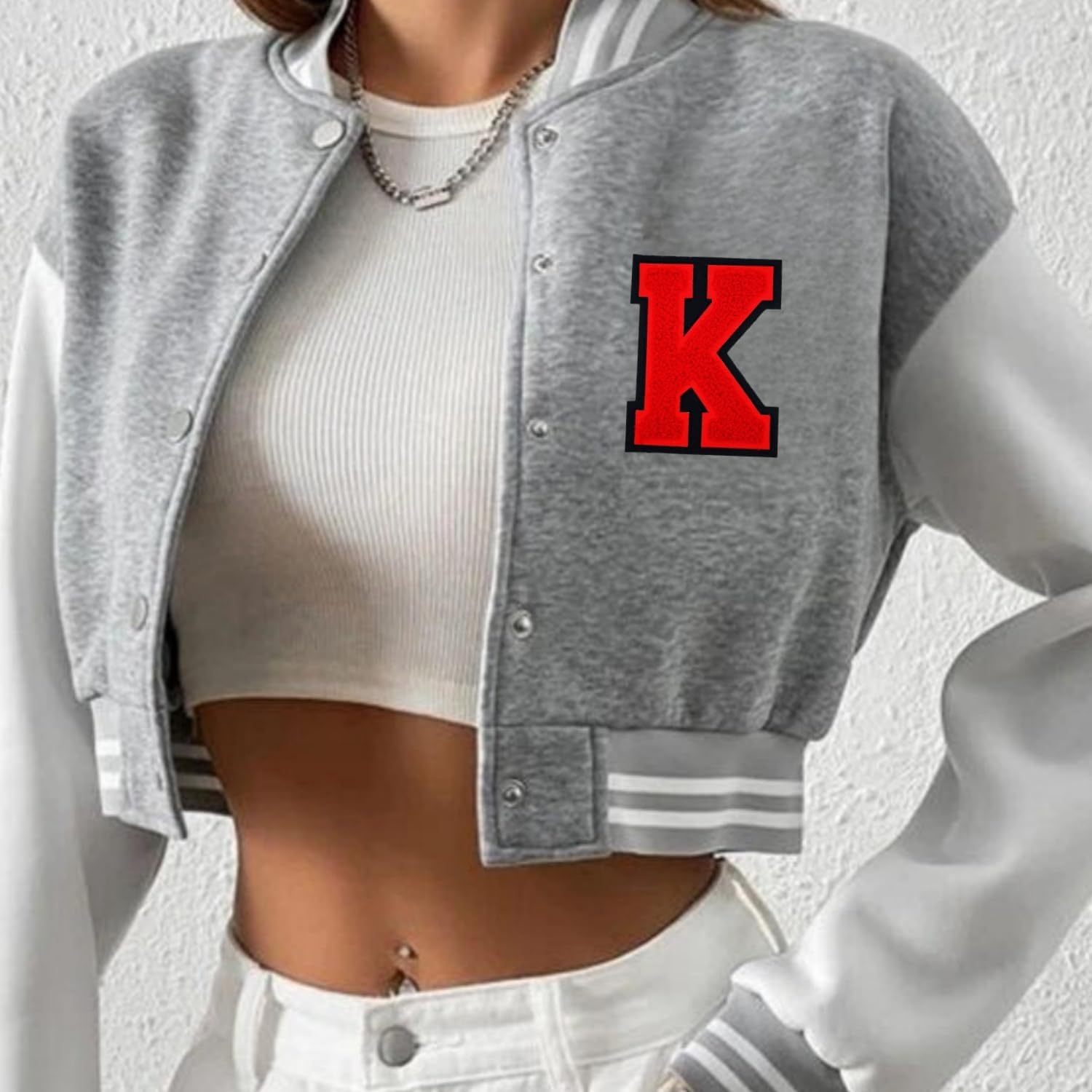 1 PCS 4.0" Red Chenille Letter Patch with Black Edge, Iron on Patches for Hats, Clothes, Bags, Backpacks, Jeans, Jackets - Initial Patch, Large Varsity Letter K - Image 6