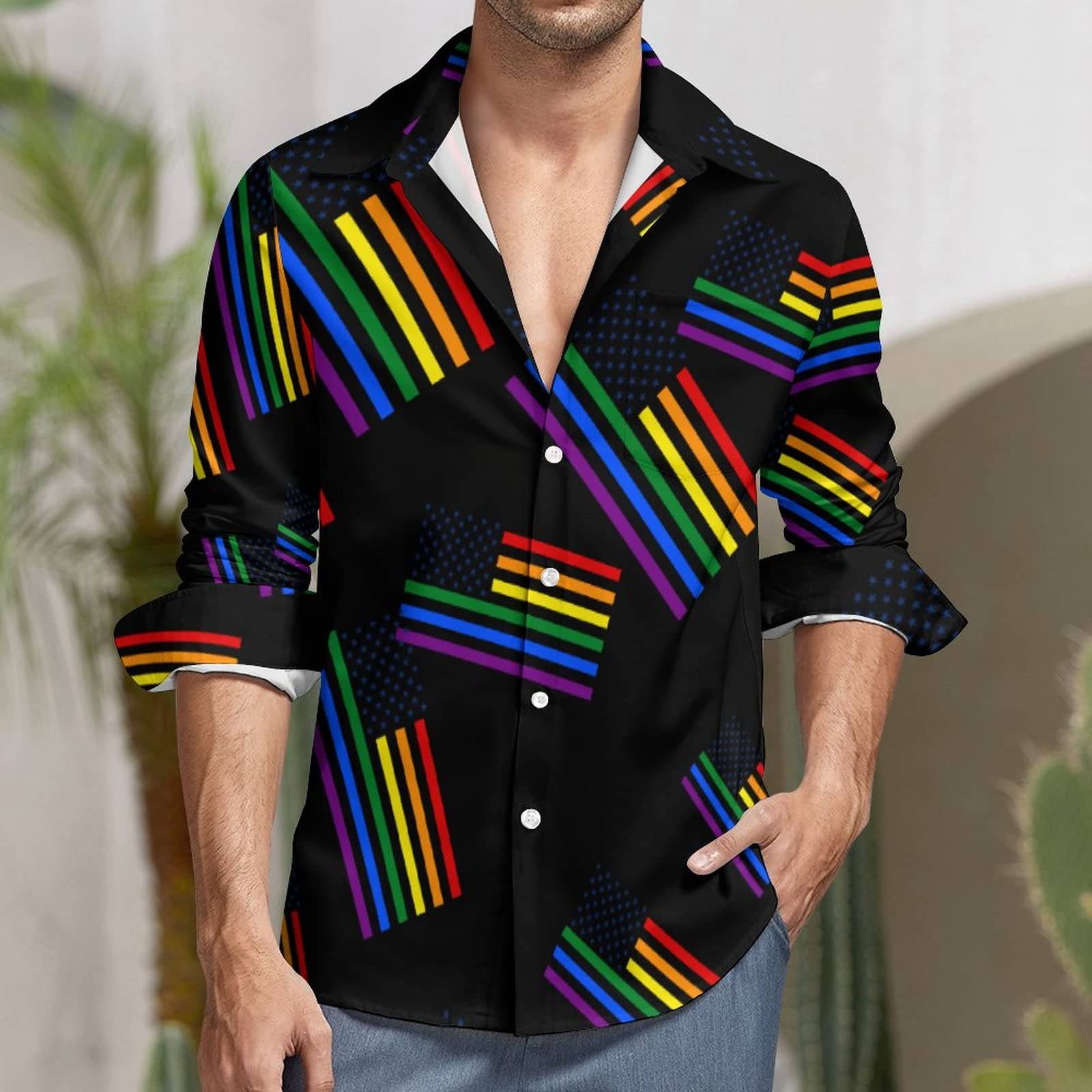Amazon.co.jp: AmericaLGBTゲイプライドレインボーフラッグ シャツ