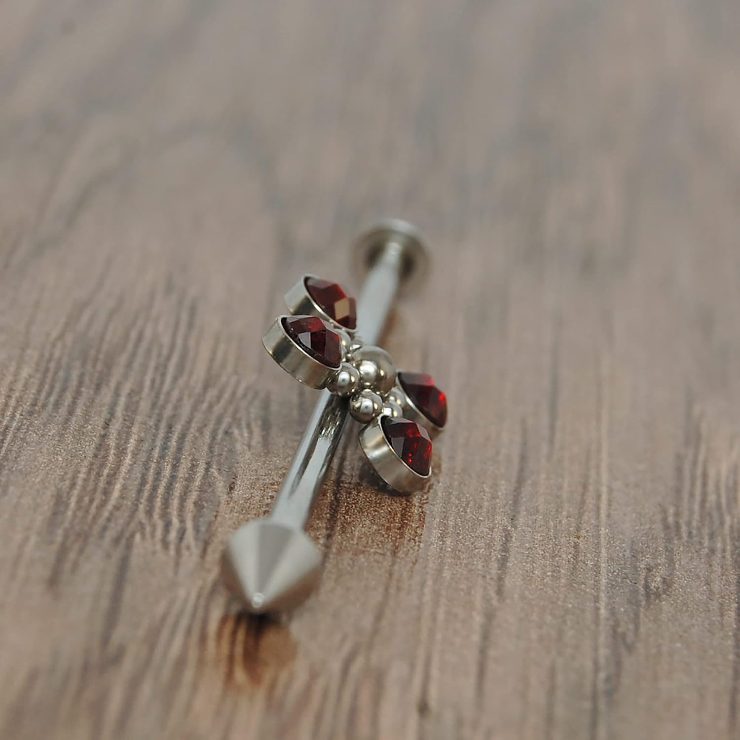 Titanium Industrial Piercing Garnet - Industrial Barbell Jewelry - Industrial Jewelry - Straight Barbell Earring - Scaffold Barbell 14g