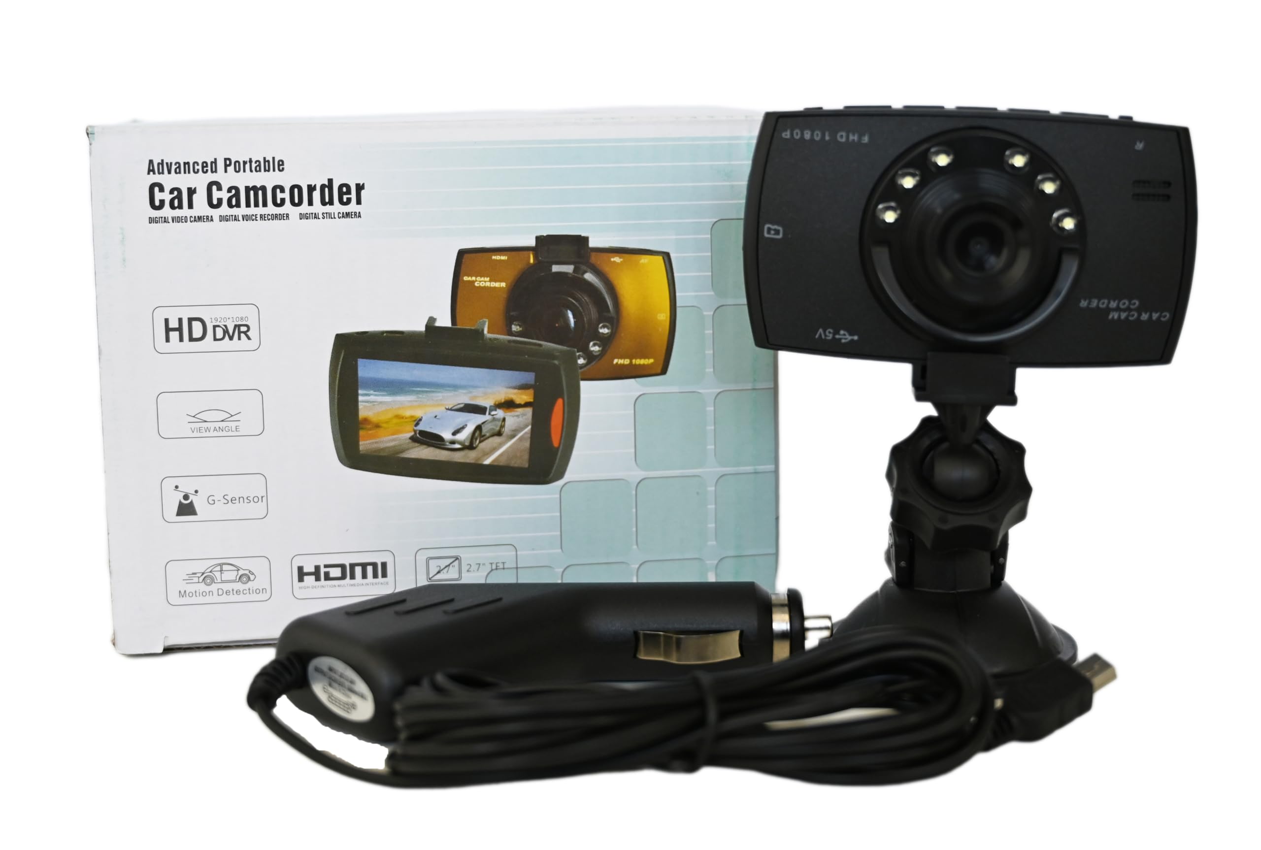 1080p HD Car Dash Dual lens Camera Video Recorder DVR with 170 Degree Wide Angle 4-led night Vision, Motion Detection G Sensor