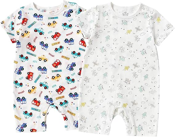 Amazon Co Jp Baby Nest 夏 ベビー服 半袖ロンパース 女の子 男の子 肩ボタン フルプリント コットン セット 服 ファッション小物