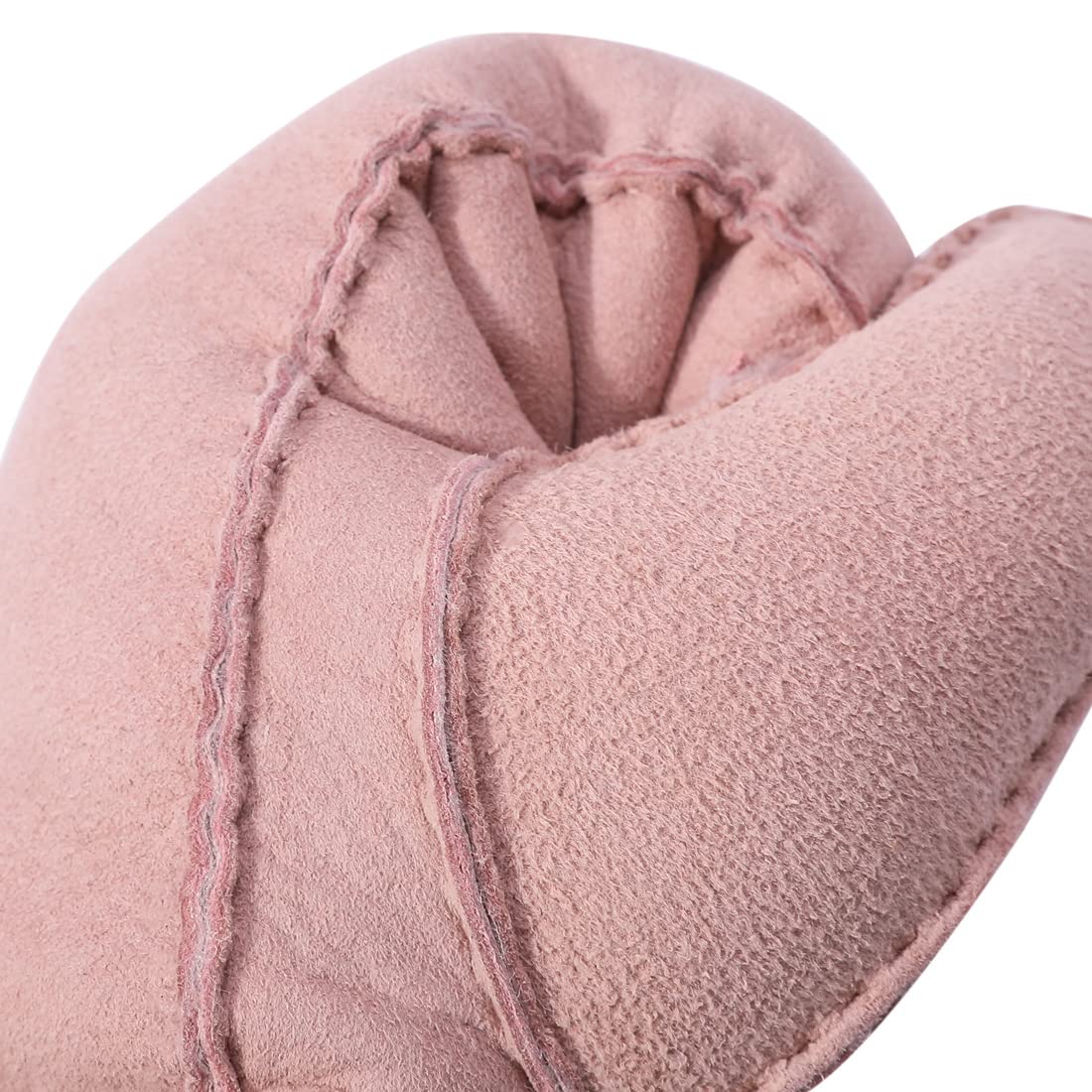Harssidanzar Donna Guanti in pelle,Mitten pelle scamosciata calda di pecora Shearling Guanti in pelliccia Cuff KL026,Rosa,taglia L