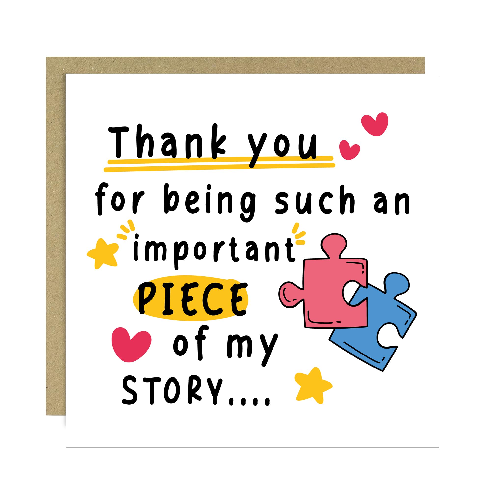 RED OCEAN Thank You For Being Such An Important Piece Of My Story Card For Teacher Teaching Assistant Nursery Teacher Volunteer Friend With Kraft Envelope Included Thank You Cards Him Her