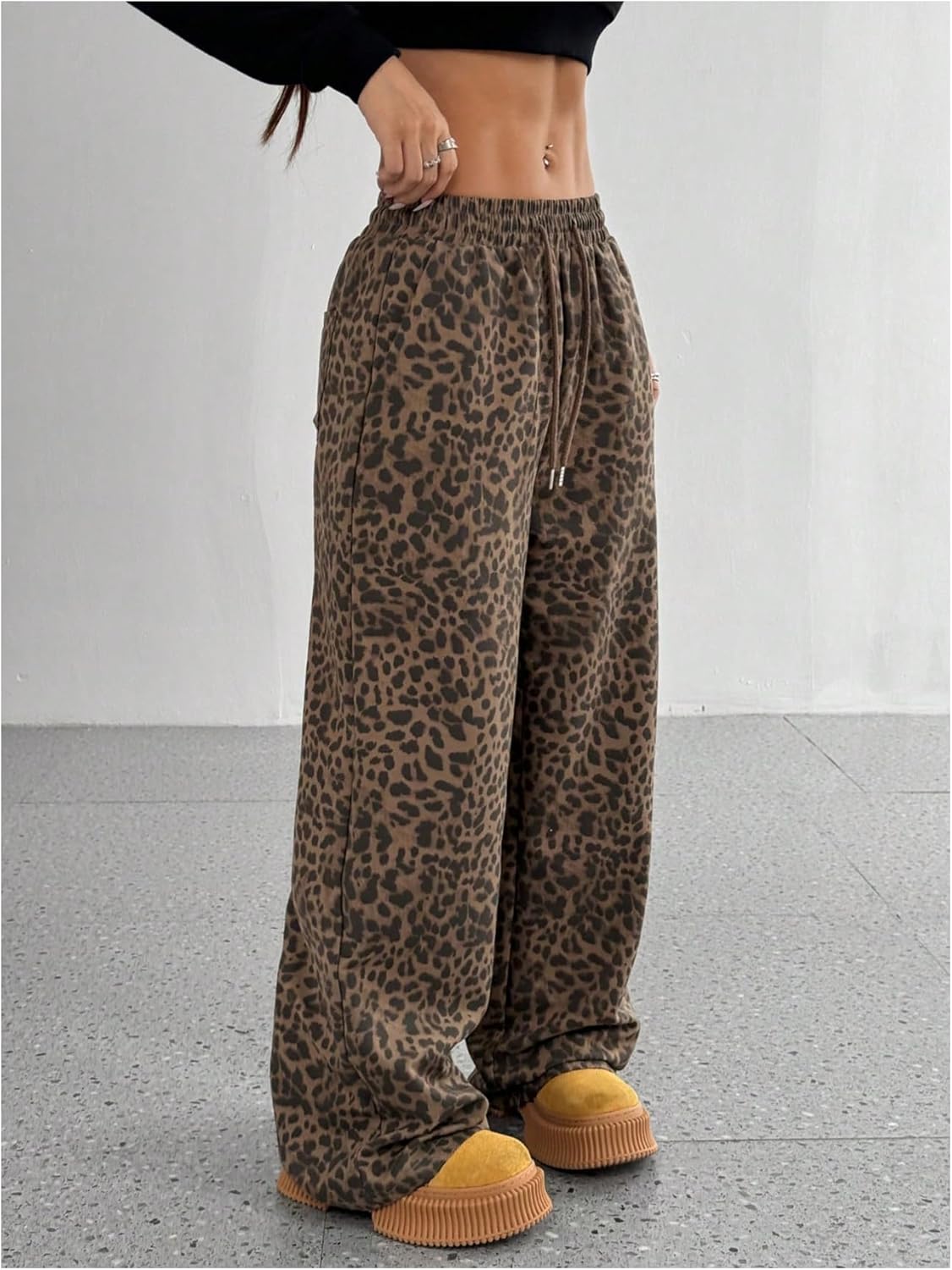 MakeMeChic Women's Cheetah Print Pants Leopard Straight Wide Leg Trousers Pants - Image 5