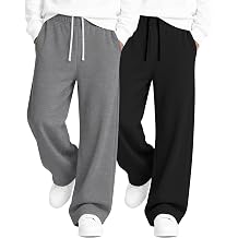 2 Pack Boys' Baggy Sweatpants School Pants 6-16Y