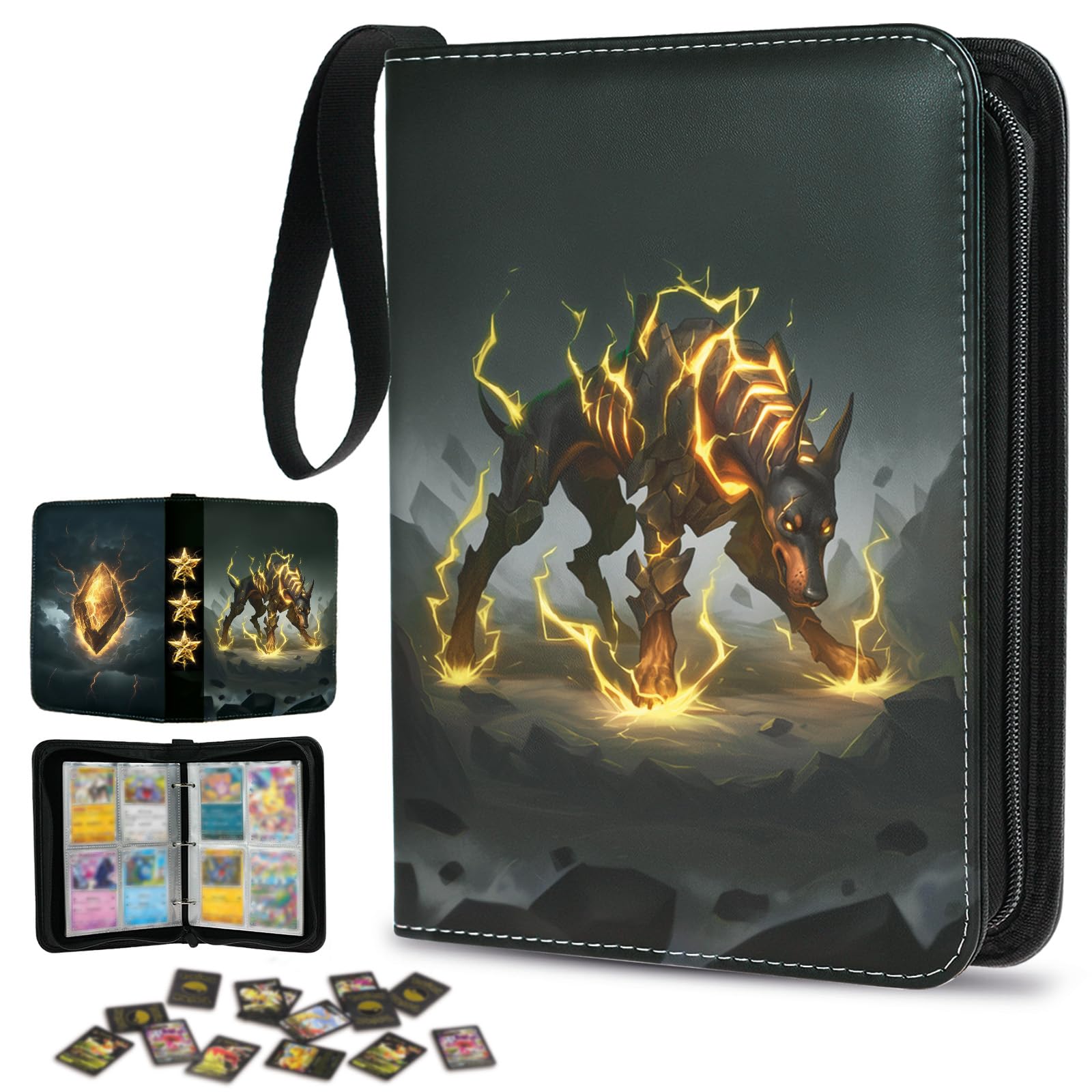 Ayehe 4 Pocket Card Binder, Trading Card Binder Fits 400 Cards with 50 Removable Sleeves, Portable Collection Card Book Case for Game Cards, Sports Cards, Trading Cards, Collectors Boys Girls Gift