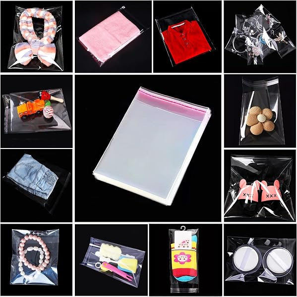 300 Pièces Sacs Plastiques de Boulangerie Cellophane Transparente OPP Sac Autocollant Emballage Sachet Alimentaire Pochettes (12 * 16cm) - 2