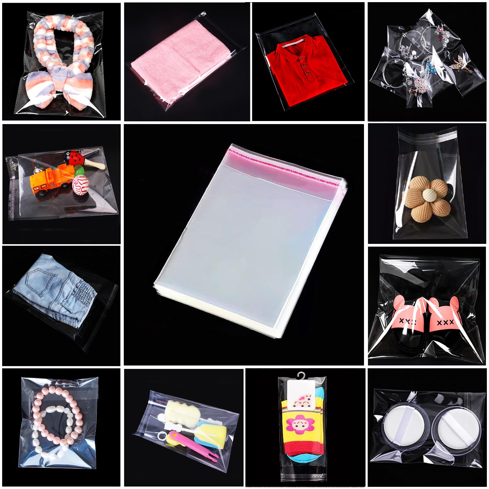 Zelfklevende Cellofaanzakken 8x8cm 200 Stuks Doorzichtige Plastic Cellofaanzakjes Kleine 50µm