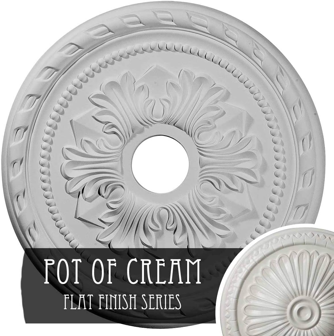 Promo 40% OFF Ekena Millwork CM20PMPCF Palmetto Ceiling Medallion, 20 7/8OD x 3 5/8ID x 1 5/8P, Hand-Painted Pot of Cream