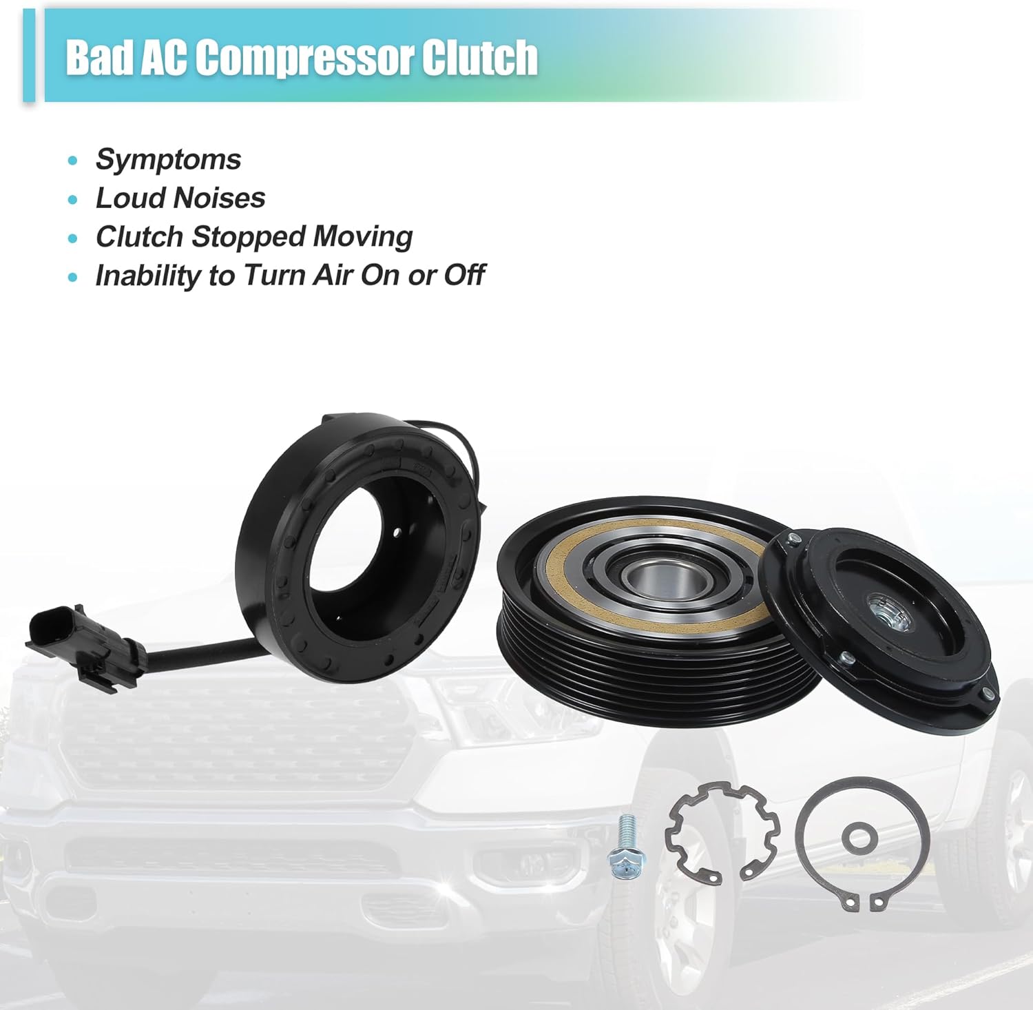 X AUTOHAUX AC Compressor Clutch Kit for Ram 1500 8CYL 5.7L 2003 2004 2005 2006 2007 2008 A/C Clutch Pulley Plate Coil Repair Assembly