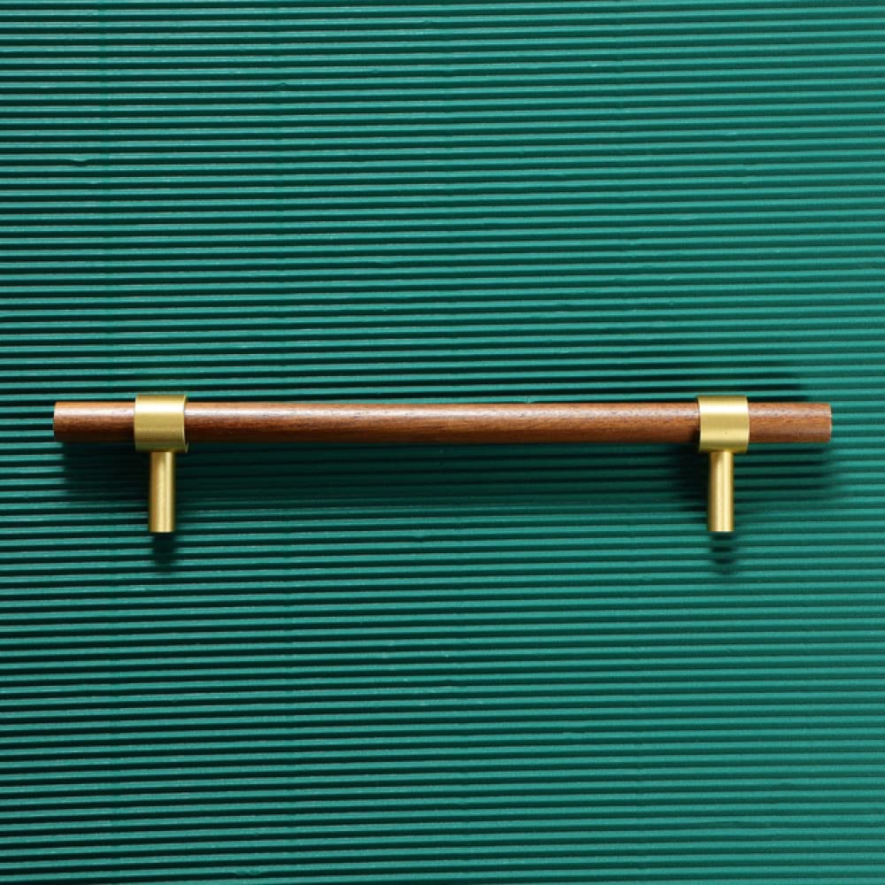Poignées de tiroirs armoires cuisine laiton bois massif 96 mm