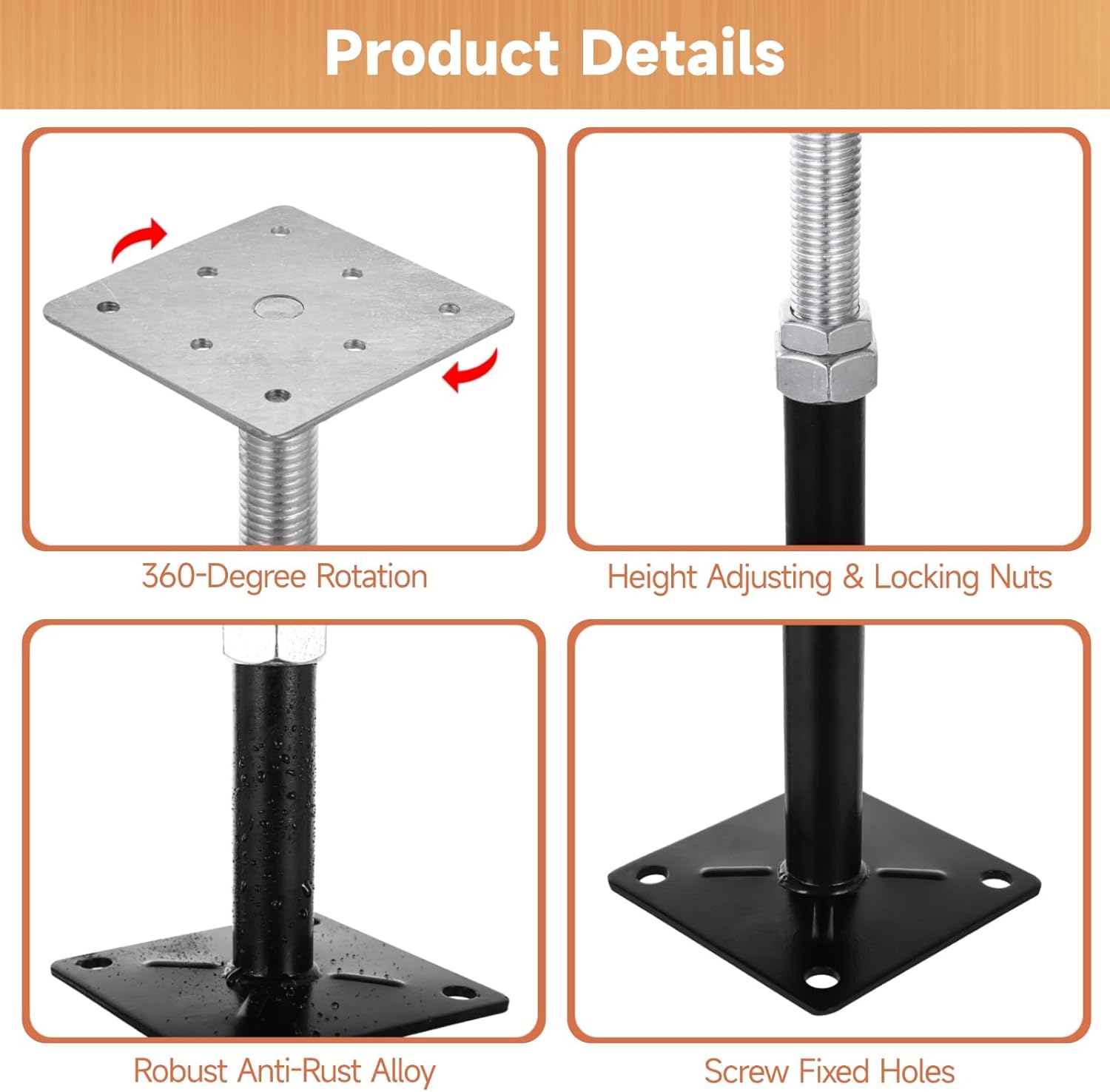 8 PCS Adjustable Floor Jacks, Heavy Duty Metal Post Floor Support, 5 to 8 Inches Mini Screw House Jack, Deck Foundation Lift Support, Level Support Floor Straightener for Balcony Patio Courtyard