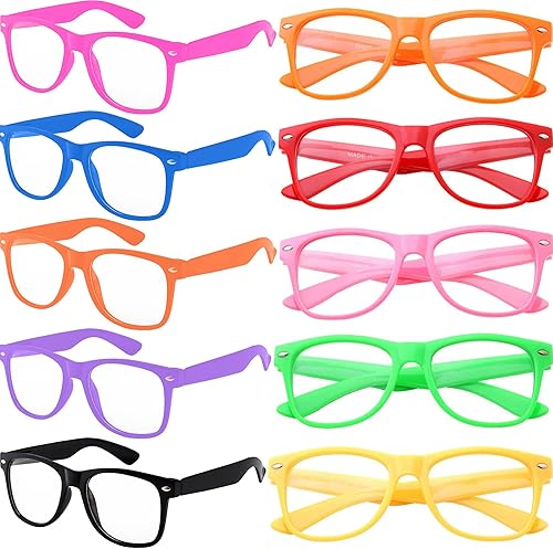 Eyegla Montura para niños, sin lentes de fiesta, suministros de gafas de sol de neón, gafas de sol de disfraces, gafas de sol para niños y niñas,