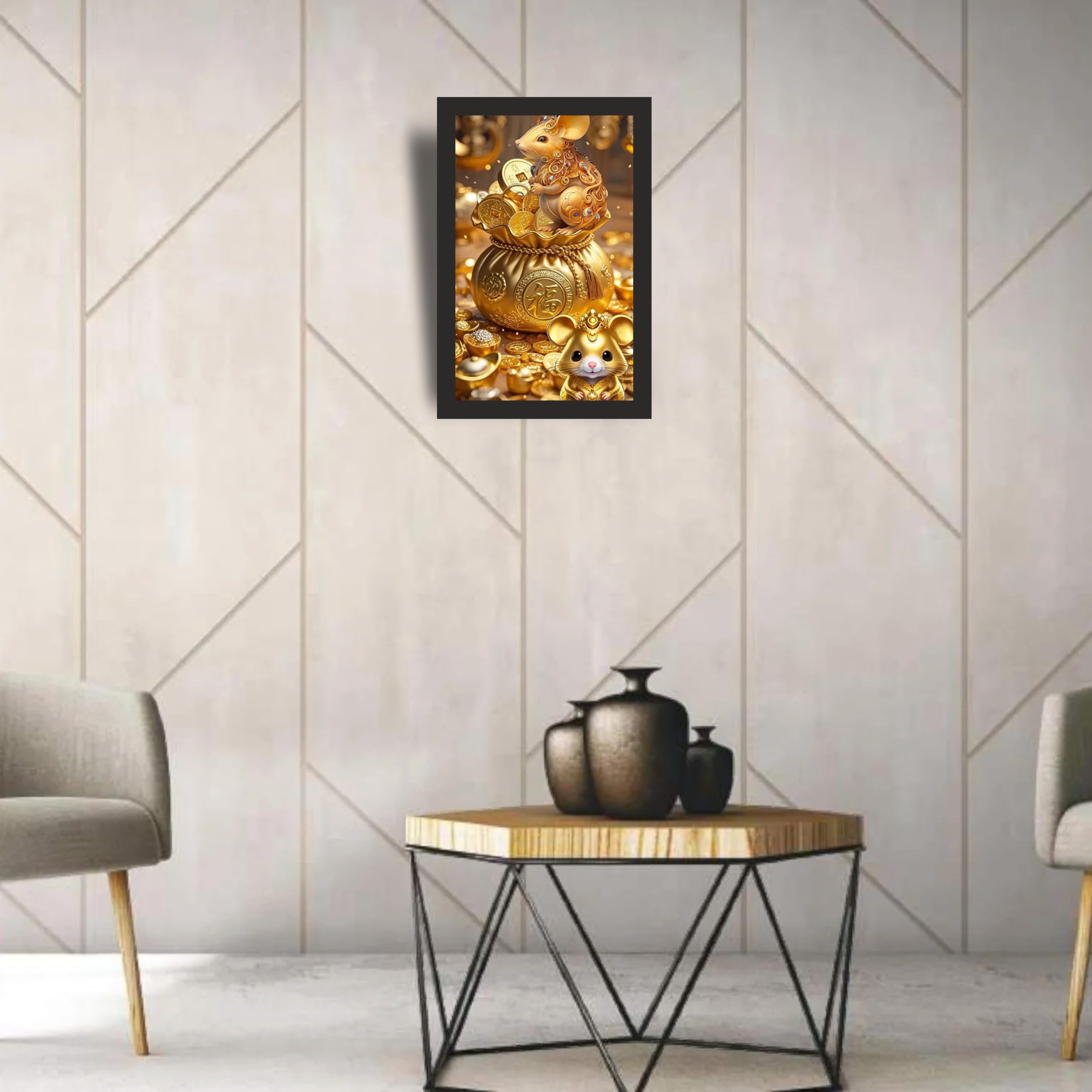 Golden Prosperity Mouse Wall Art