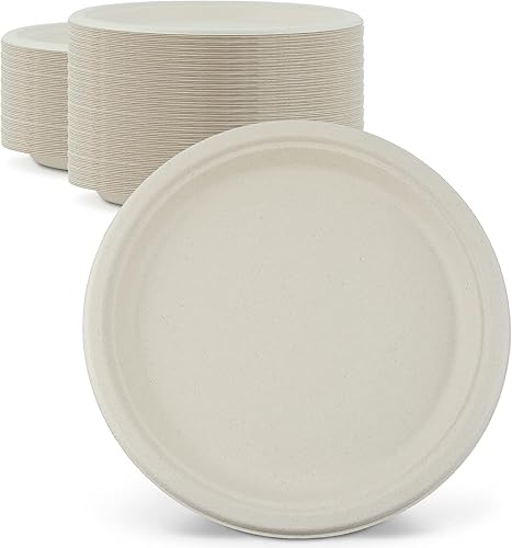 Green Earth, 10 pulgadas, 500 unidades, platos compostables, fibras de bambú naturales, vajilla diaria  Biodegradable, desechable, forma redonda,