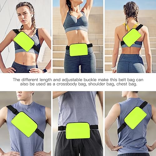 Miniatura 5 de YINHEXI Bolsos cruzados para mujer, nailon suave, impermeable, con correa ajustable, cangurera para correr, viajar, ciclismo, Verde (Bright Green),