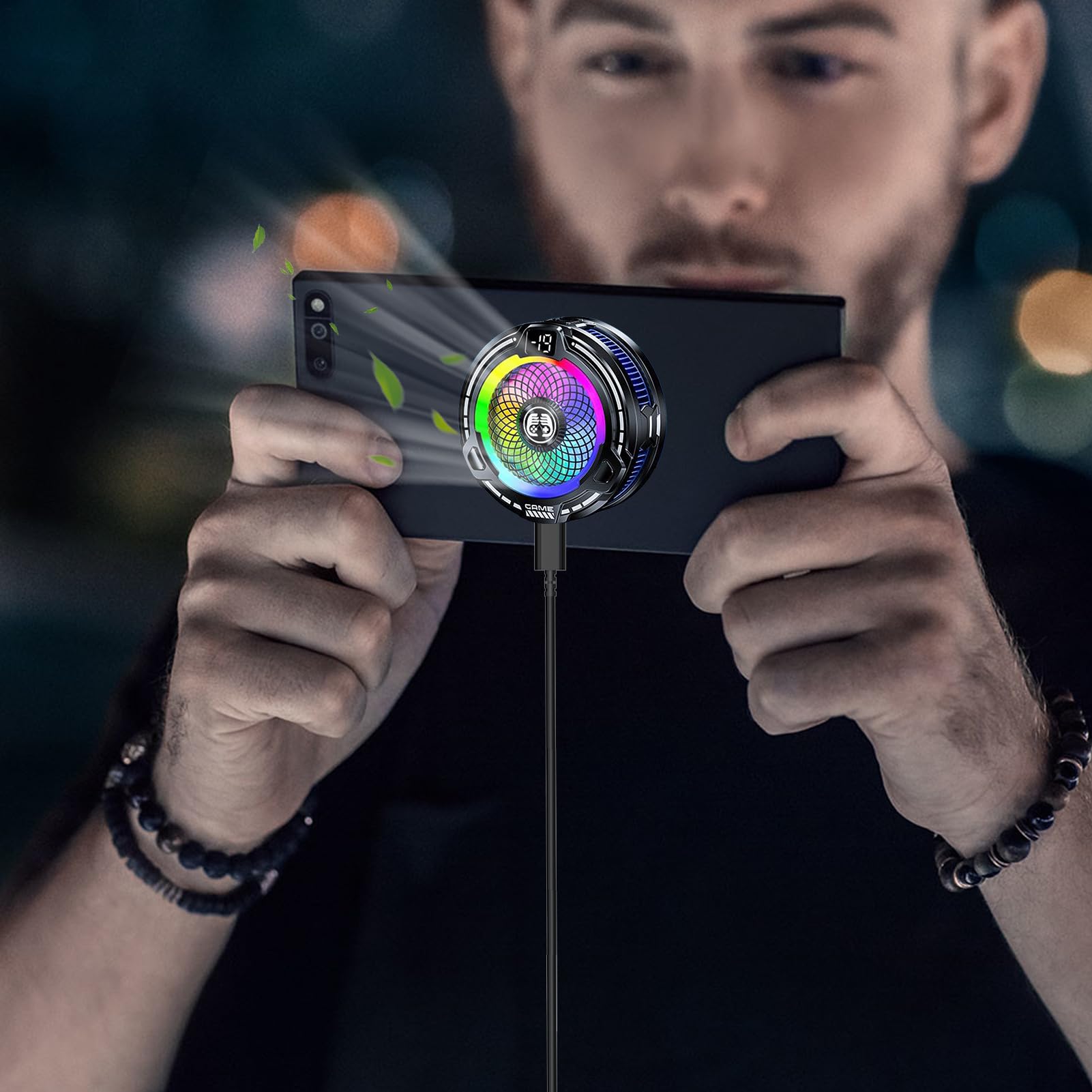 Telefonkühler - Einstellbare Geschwindigkeit Heizkörper für Smartphones und Tablets, schneller Kühlventilator, Outdoor-Vlog, Sommer-Hitzeschutz mit leisem Luftstrom, tragbares kompaktes Gerät für