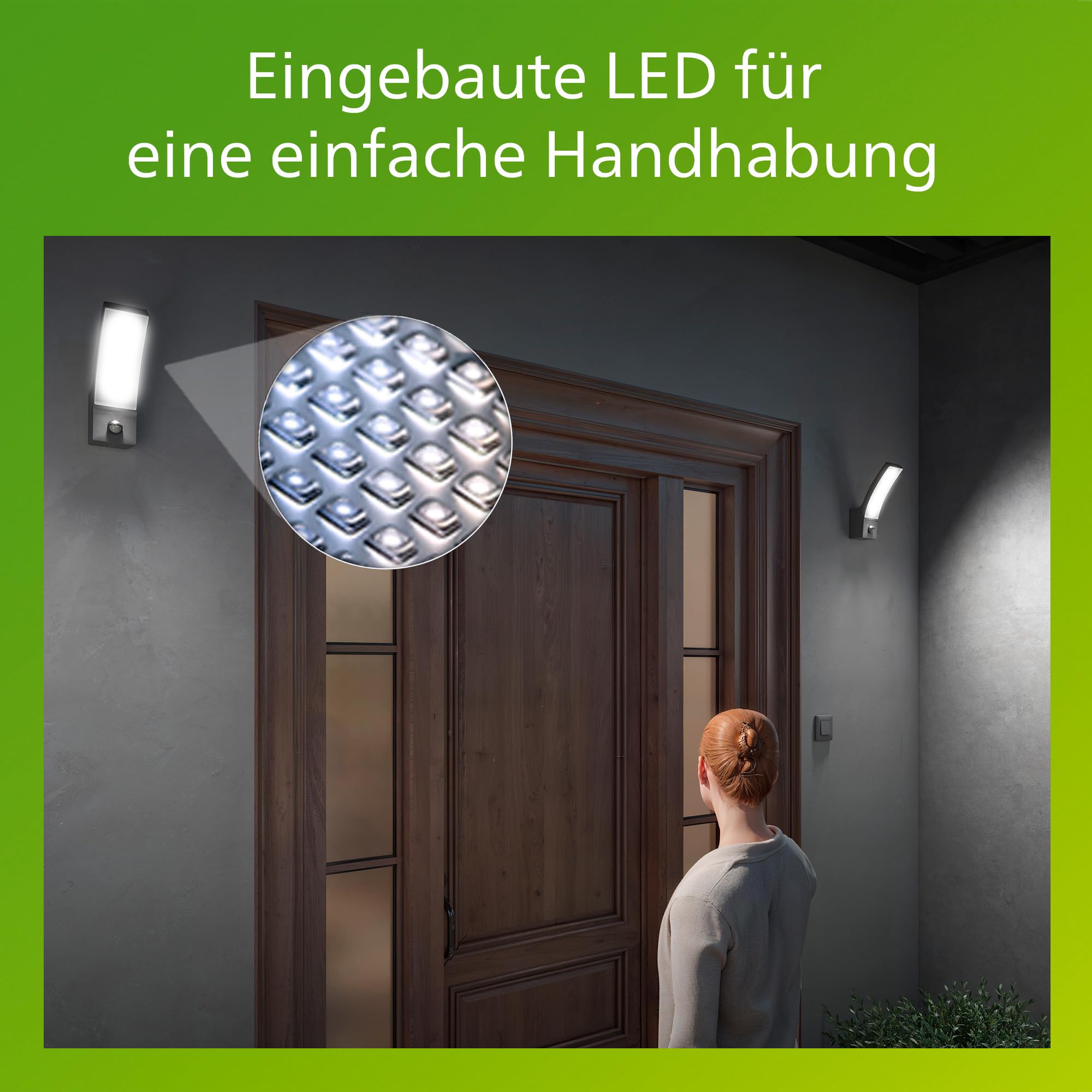 PHILIPS Splay LED-Wandleuchte, Außenleuchte mit Bewegungsmelder, Außenbeleuchtung, 12 W, 1.600 lm, 4.000 K Kaltweißes Licht, IP44-Wetterfest, Integrierte LED, Langlebig, Aluminium, Anthrazitgrau