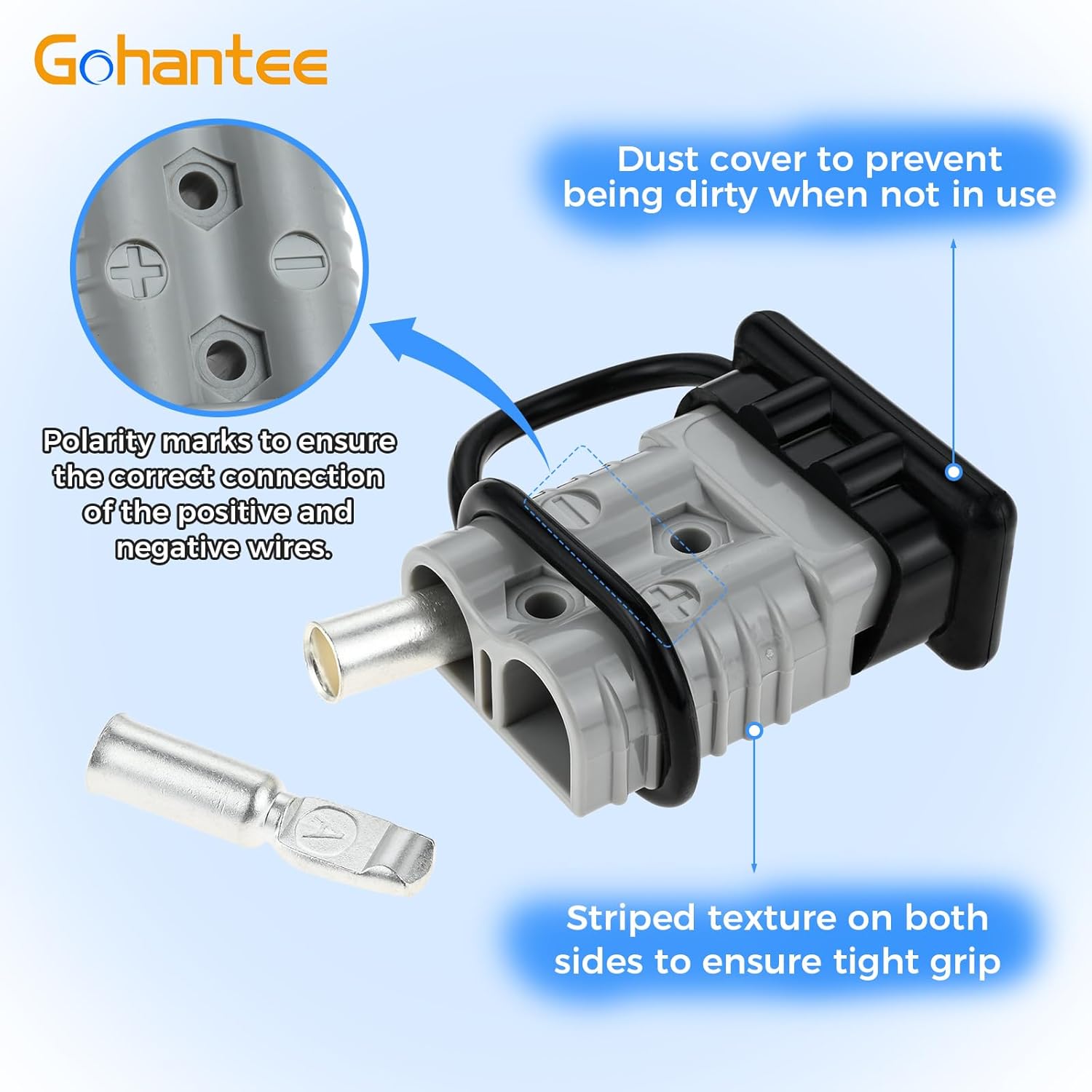 175A Battery Cable Connector for 1/0-4 Gauge Cable Wire Connector Compatible with Car Winch Trailer Lift Motor Jumper Cable Recovery Kit Electrical Plug Battery Quick Connect Disconnect 4 Pack Grey