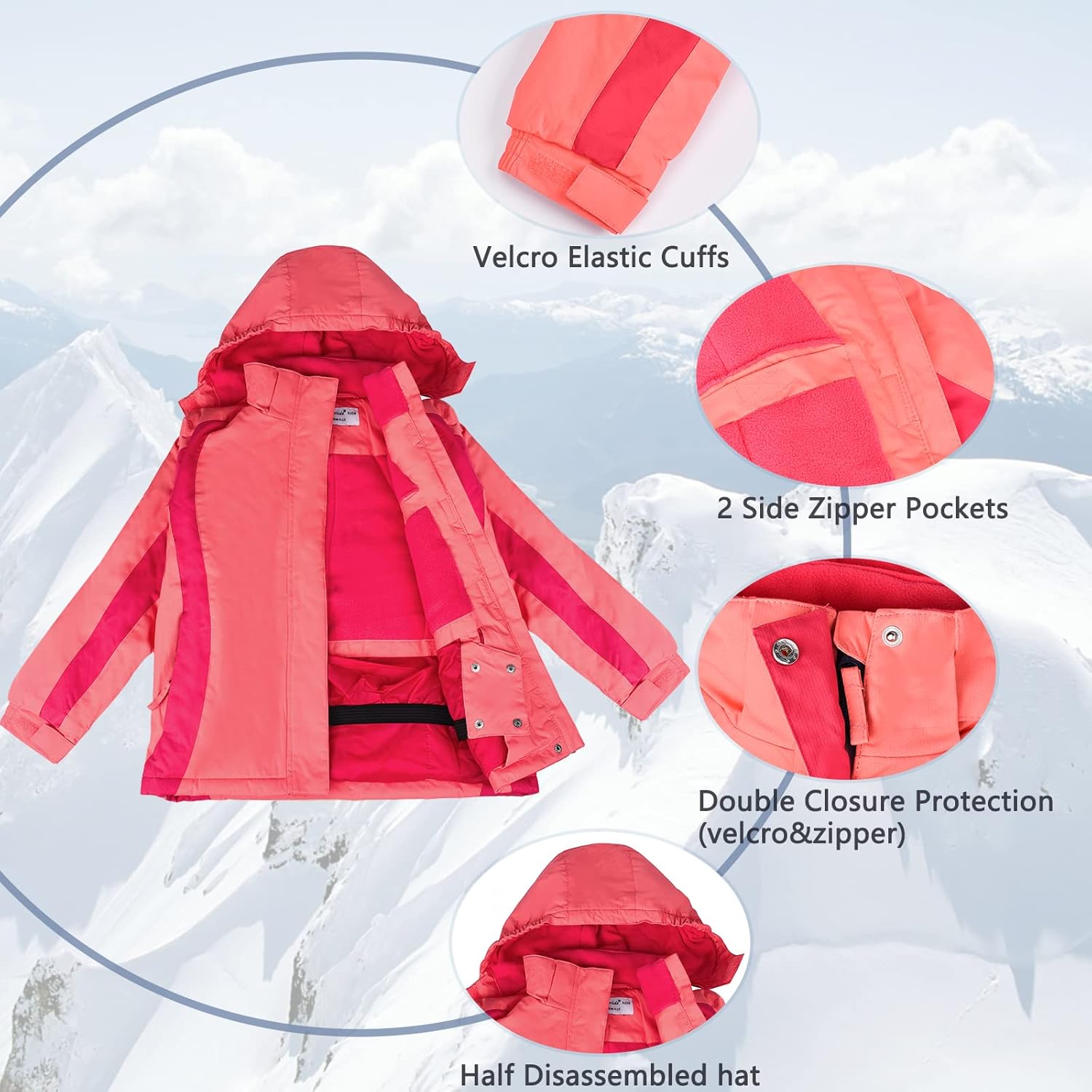 Girl's Waterproof Ski Jacket,Kids Outdoor Snowboarding windproof Jacket,Fleece Lined Hooded,Warm Winter Snow Coat : Clothing, Shoes & Jewelry