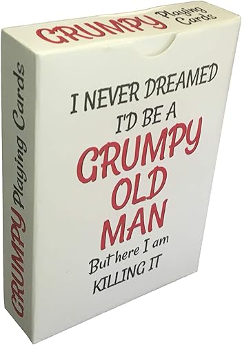 Miniatura 5 de Grumpy Old Man Gag Gift Set – 50, 60, 70, 75, 80 cumpleaños, taza y jumbo, cartas de juego de letras grandes para personas mayores, tamaño de póquer