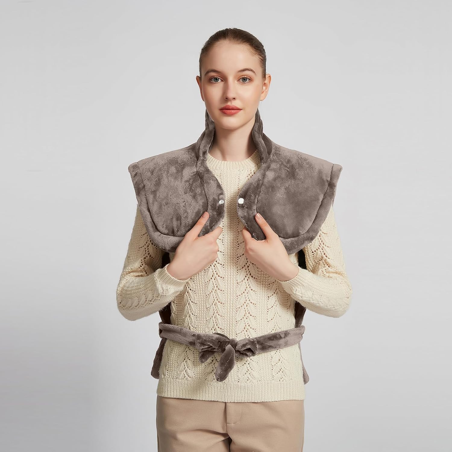 26" x 35" Flannel Neck&Shoulder&Back Heating Pad with 12 Temperature Settings&Countdown Timer, Pain Relief for Back/Neck/Shoulders/Menstrual Pain, Christmas Gifts for Women Men Mom Dad(Light Tan) - Image 5