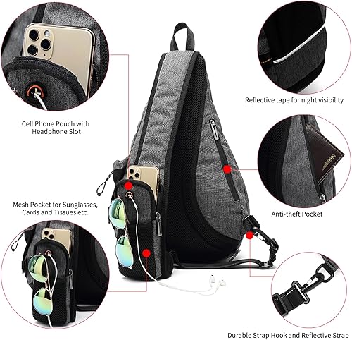 Miniatura 10 de TUDEQU Bolso bandolera bandolera con bolsillo húmedo para hombre y mujer, Azul oscuro, talla única , Mochilas Sling