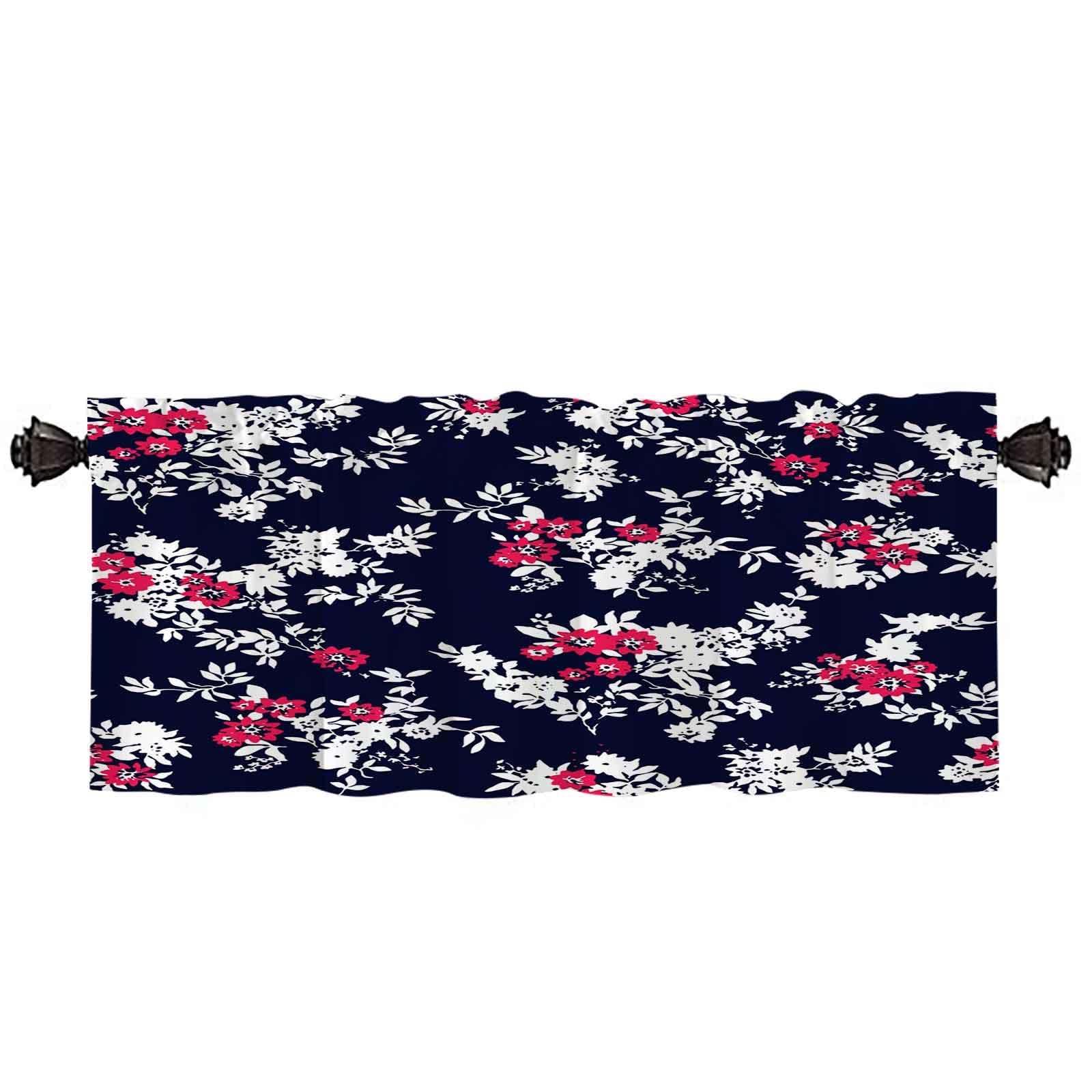 Valances for Windows 1 Pack 52" W X 18" L Window Kitchen Curtains Lpattern Flowers Modern Original Textile Wrapping Paper Wall Bathroom Cafe Laundry Basement Curtain Kitchen Curtains