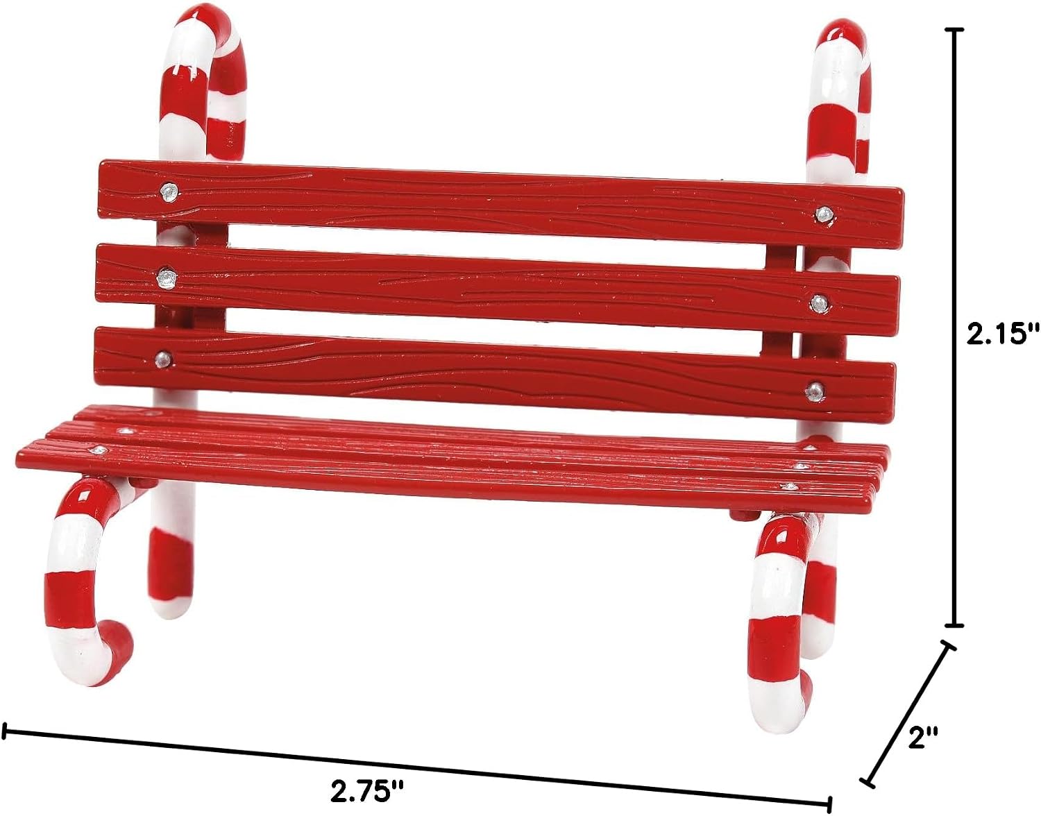 Department 56 Village Collection Accessories Peppermint Candy Cane Bench Figurine, 2.15 Inch, Multicolor