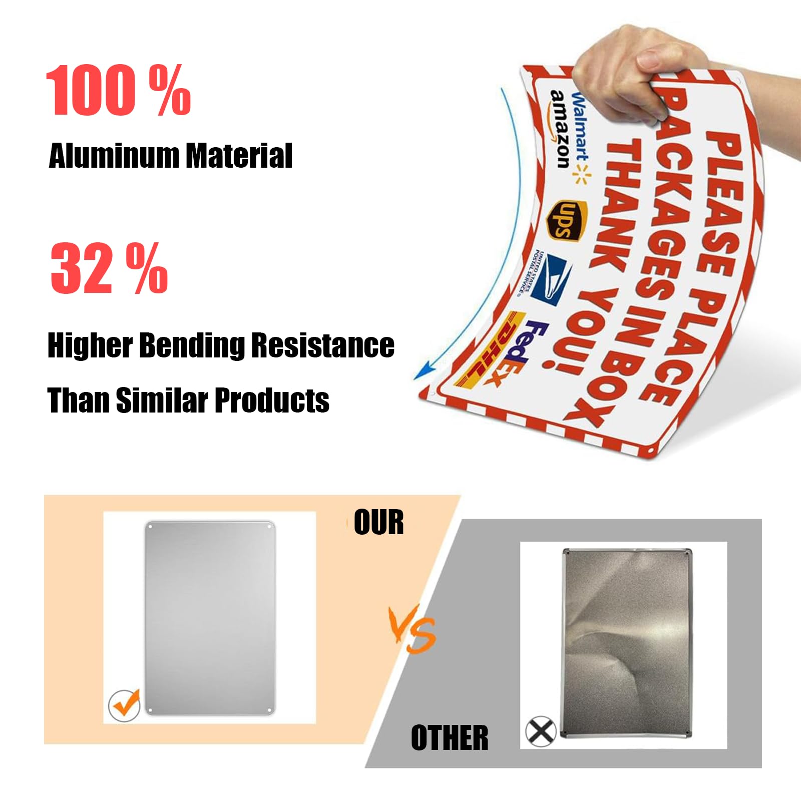 Paket-Lieferschild Aus Rostfreiem Aluminium – „Please Place Packages In Box Thank You“, 20,3 X 30,5 Cm, Für Draußen