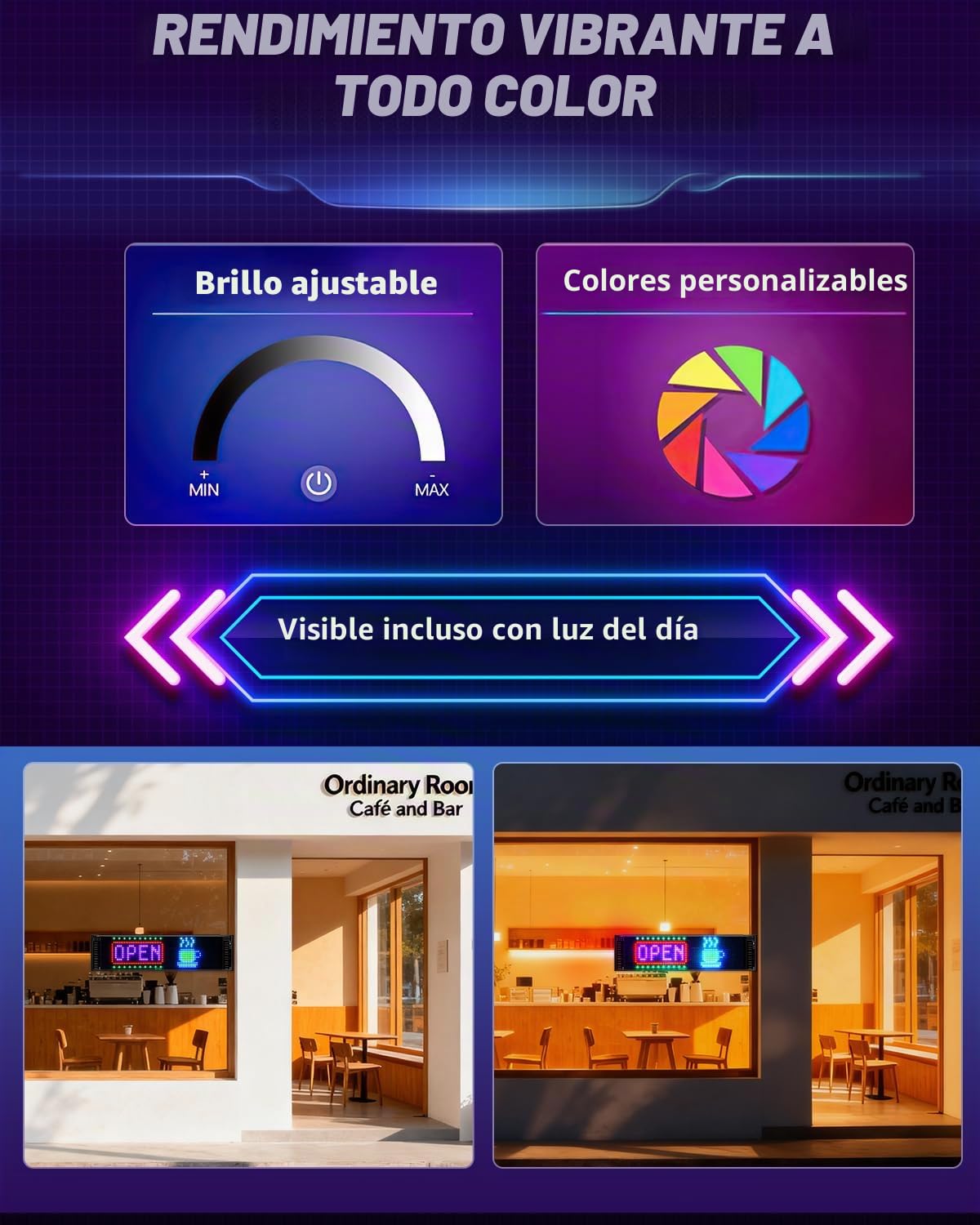 Juego de 2 ojos LED para coche, 37 x 9 cm, tablero de pantalla flexible programable con control Bluetooth, luces dinámicas USB para ventana de policía