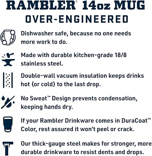 Miniatura 5 de YETI Rambler - Taza apilable de 14 onzas, aislada al vacío, acero inoxidable con tapa MagSlider, acero inoxidable