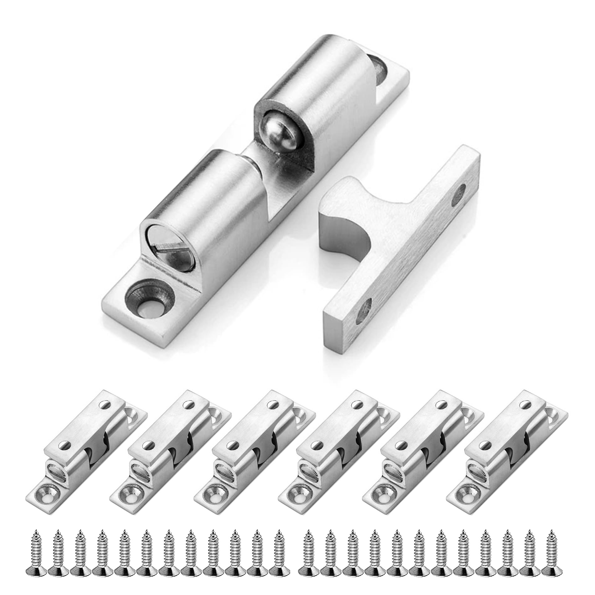 6 Pcs Ball Door Catches,Ball Top Door Hardware,Cabinet Door Latch Hardware,Tension Catch Furniture Latch,Roller Cabinet Catch Door Latch,for Wardrobes Cabinet Kitchen Closet Furniture (Silver,50MM)