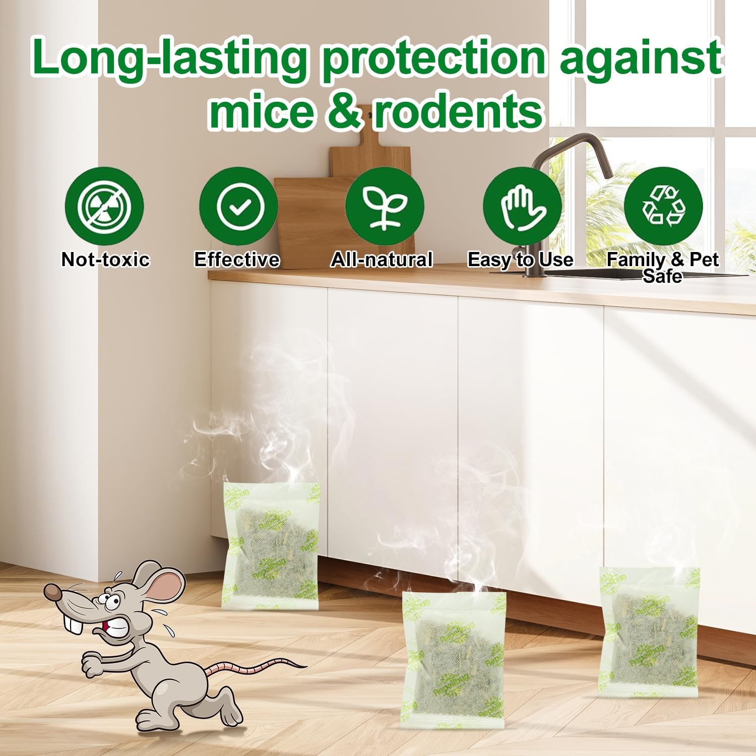 Pest Control Pouches, 12 Pack Peppermint Oil for Mice Rodent Rats Squirrel Pests Repellent Indoor Outdoor Use, Rodent Rat Mouse Deterrent Family Pet Safe Ideal for House Garage Warehouse Hotel - Image 3