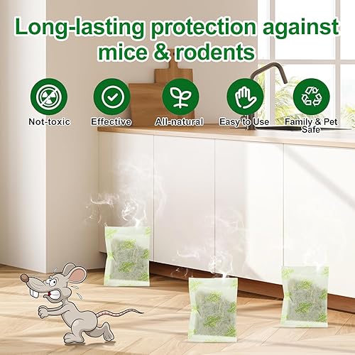 Miniatura 3 de Bolsas de control de plagas, paquete de 12 unidades de aceite de menta para ratones, roedores, ratas, ardillas, repelente de plagas para uso en