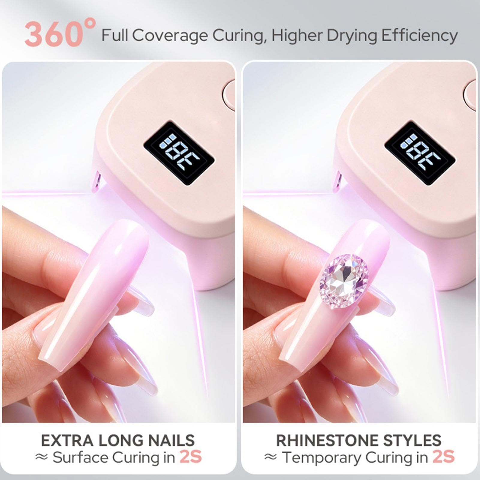 Luz De Uñas Luz Manicura De Mano Portátil Inalámbrica Recargable Con Sensor
