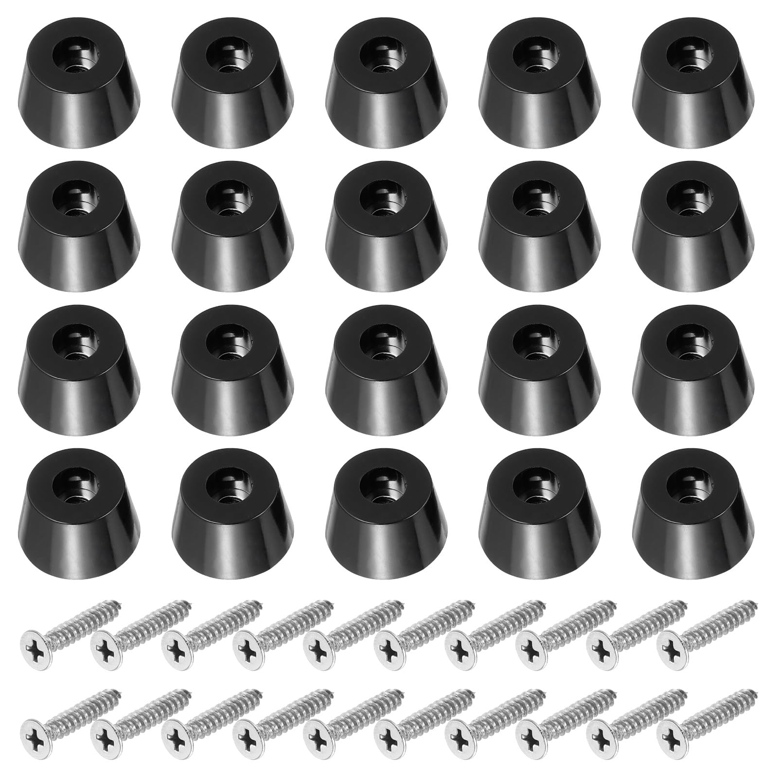 PATIKIL Cutting Board Feet,20 Pieces Non Slip Rubber Feet Bumpers with 304 Stainless Steel Screws for Cutting Board Furniture Chairs Desks 0.83"Wx0.49"H