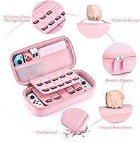 Vista 5 de innoAura Switch OLED Accesorios, paquete de interruptor 18 en 1 con funda, protector de pantalla OLED, soporte, agarres para el pulgar (rosa)