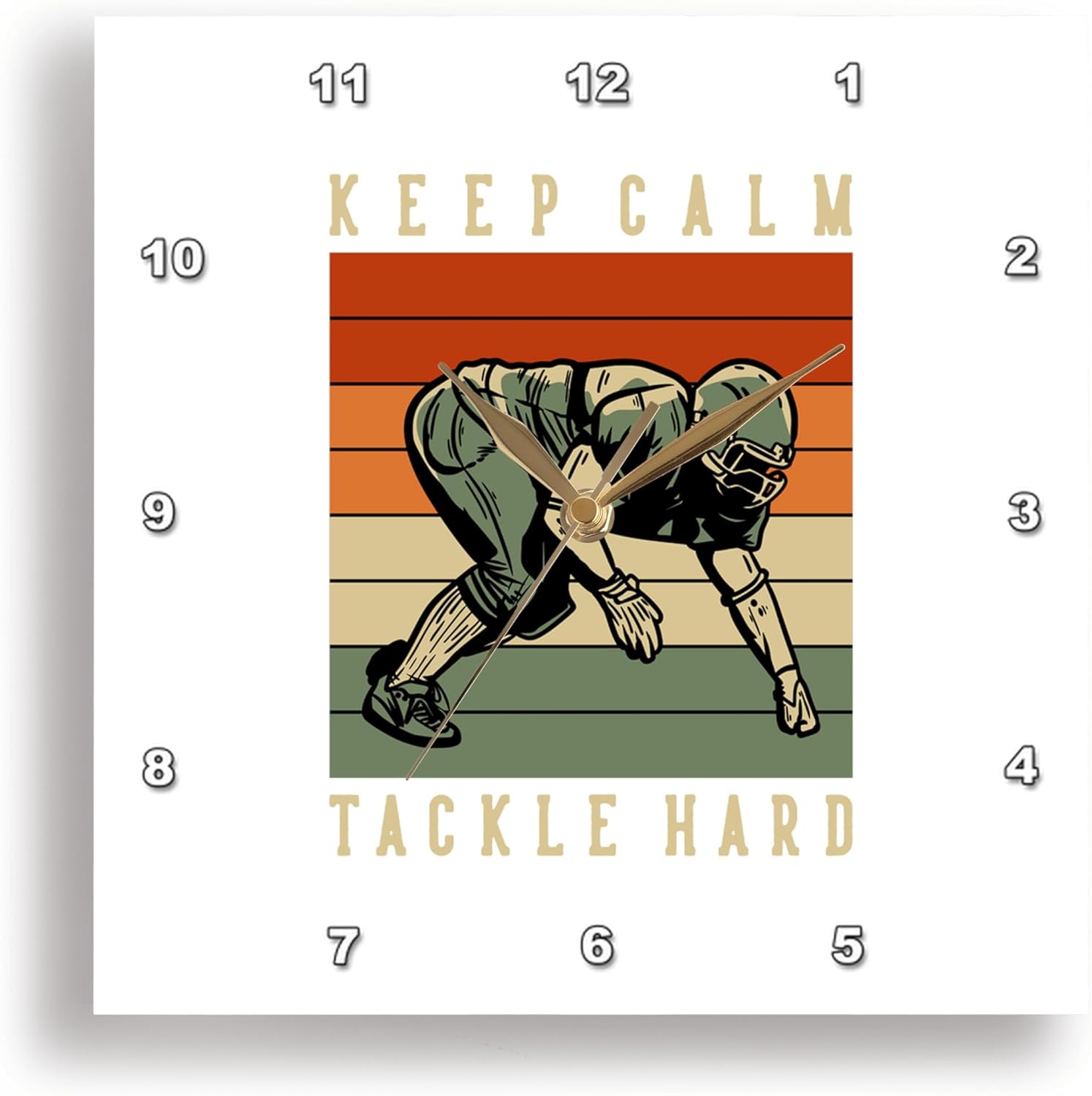 3dRose, Keep Calm, Tackle Hard, Stylish Retro American Football Sport Gift, 10×10 Wall Clock