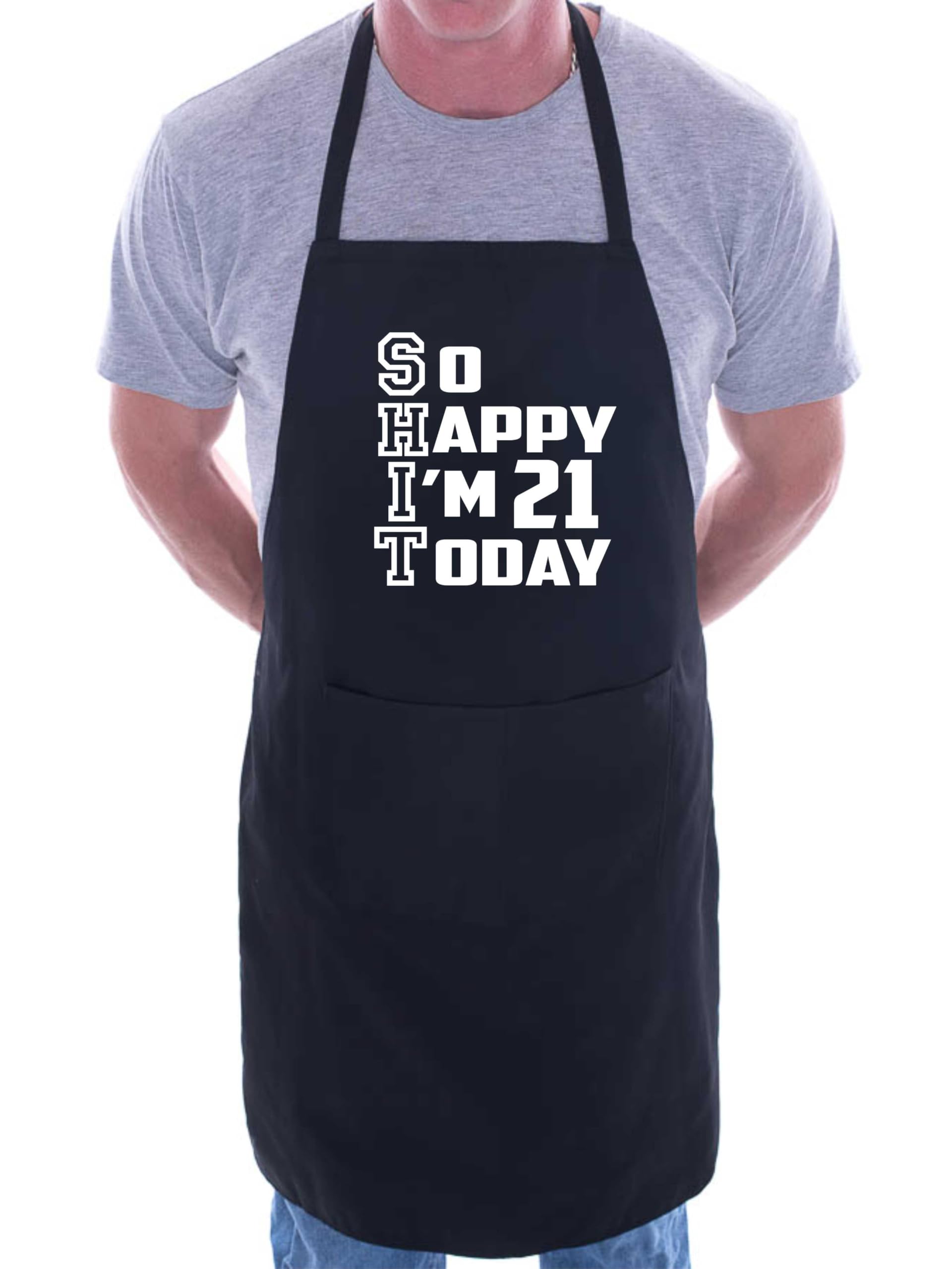 Print4u Unisex Black Apron Funny 21St Birthday Gift For Men & Ladies Turning 21 Present