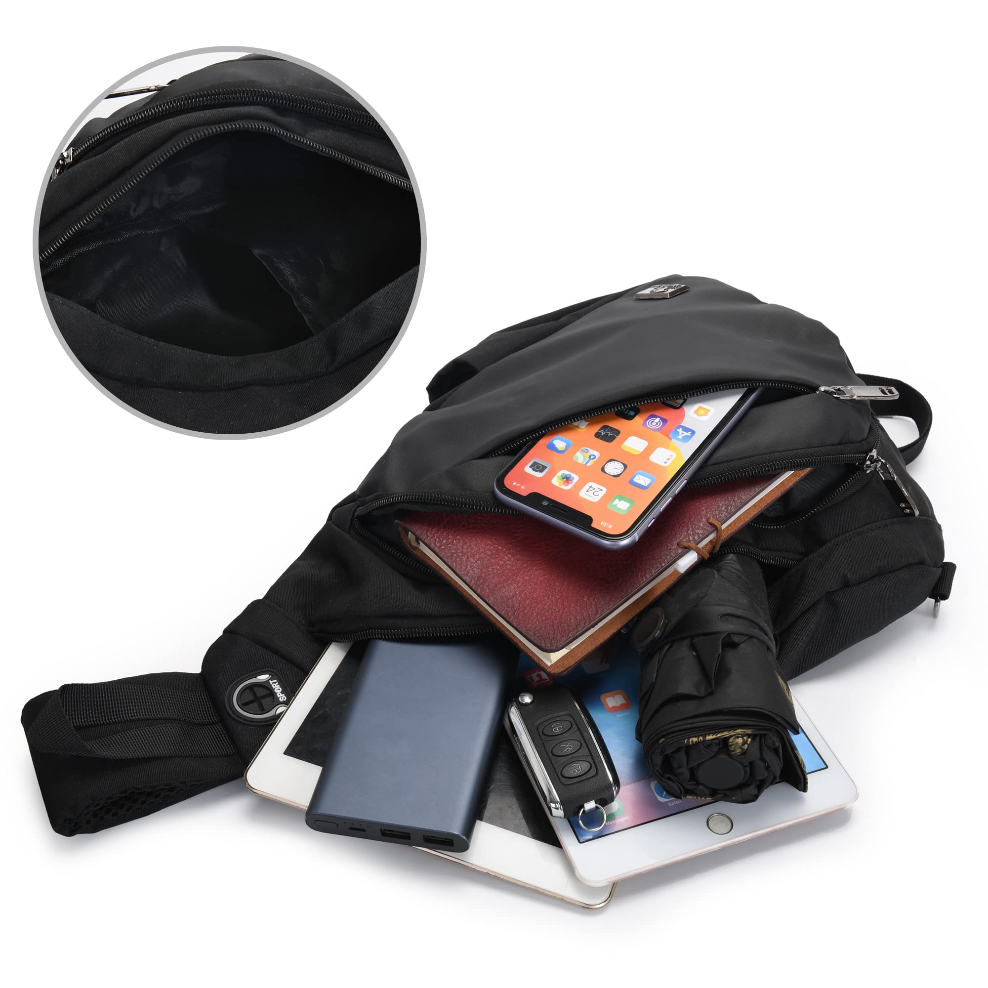Sling Bag Impermeable para Hombre y Mujer, Bolsa de Pecho Cruzada para Deporte al Aire Libre