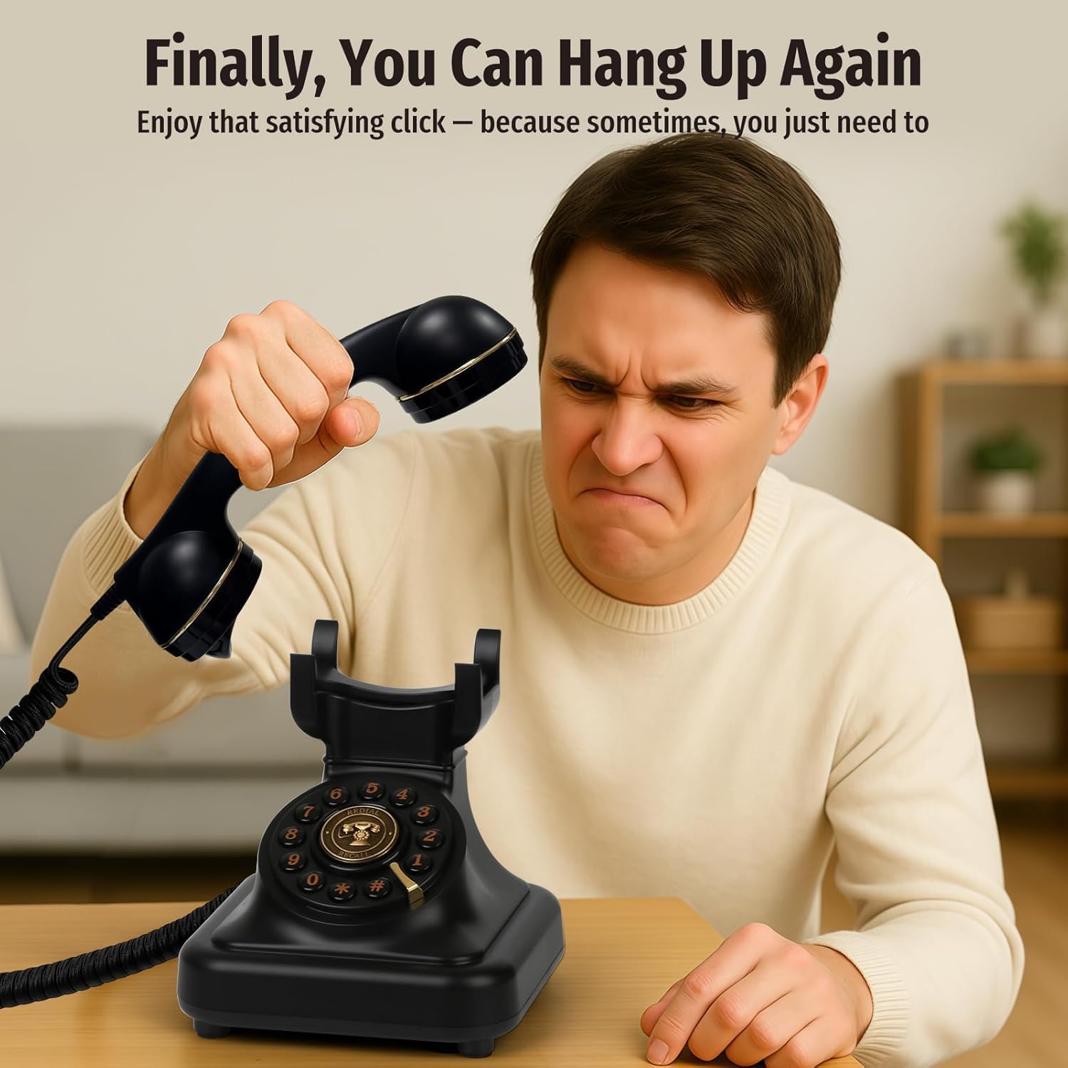 Sangyn Bluetooth Retro Phone with Speakerphone, Bluetooth Landline Telephone, Bluetooth Home Phone with USB Rechargeable Power, Hands-Free Calling & Music Playback, Black - Image 5