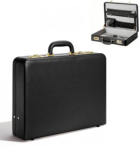 Miniatura 9 de Maletines para hombre, maletín antirrobo con bloqueo de onda larga con compartimento para laptop de 16 pulgadas, piel sintética impermeable, Negro