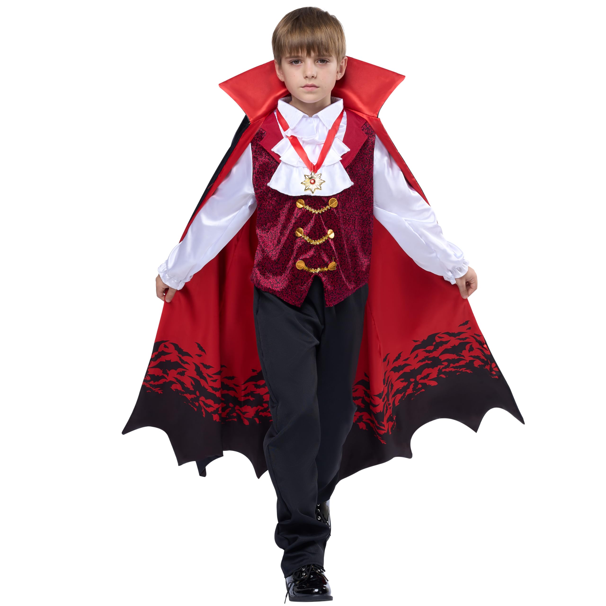 Spooktacular Creations Królewski kostium wampira na Halloween dla chłopców, dziecięcy kostium Dracula na imprezę przebierańców Halloween, odgrywanie ról