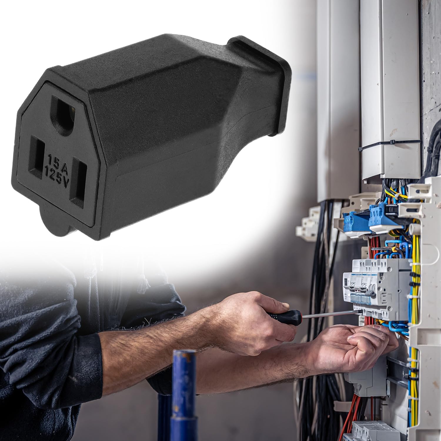 QWORK Extension Cord Plug Replacement – Includes 10 Female Ends, 125V 15A, 2 Pole 3 Wire Female Connectors